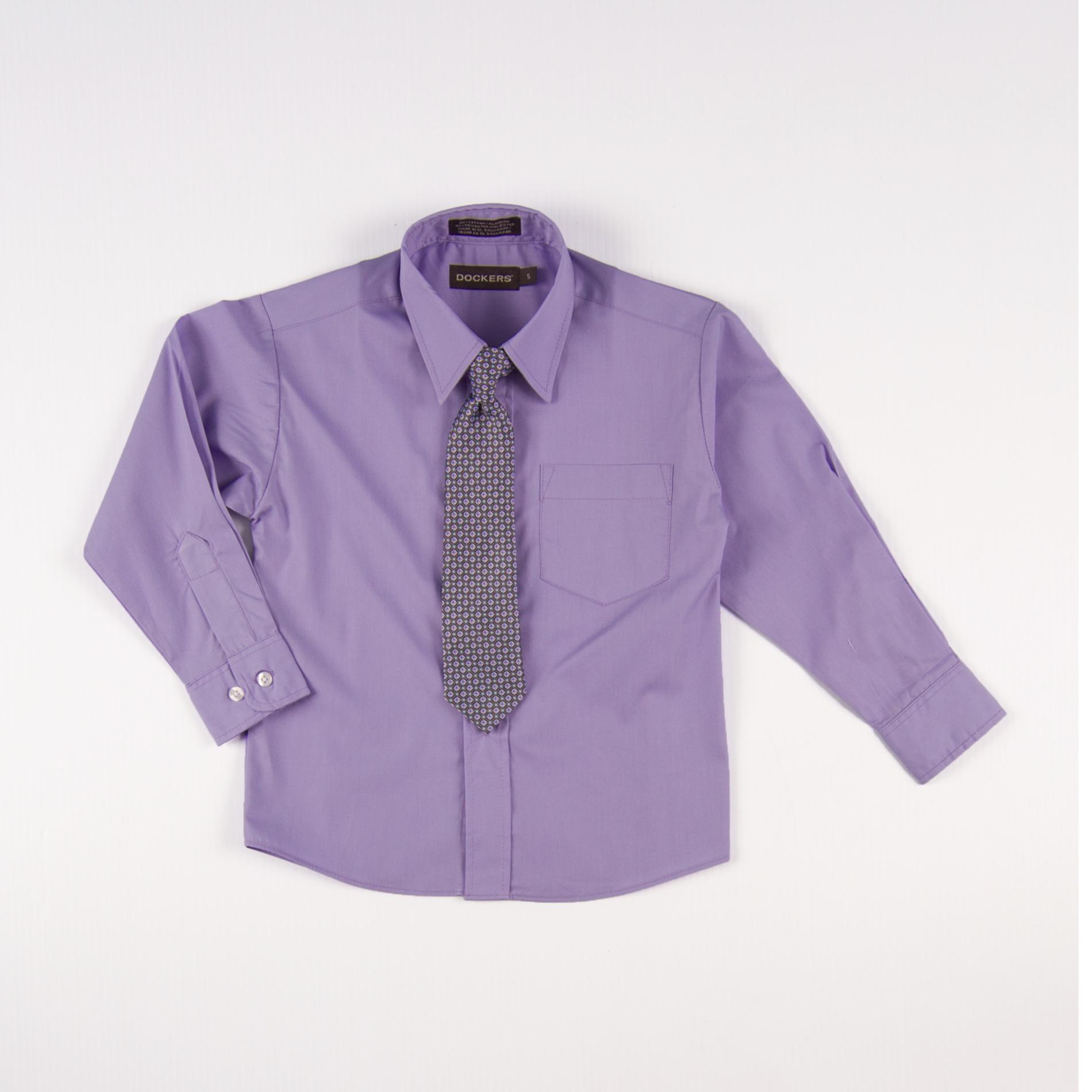 Dockers Boy's Button-Front Dress Shirt & Tie - Dotted