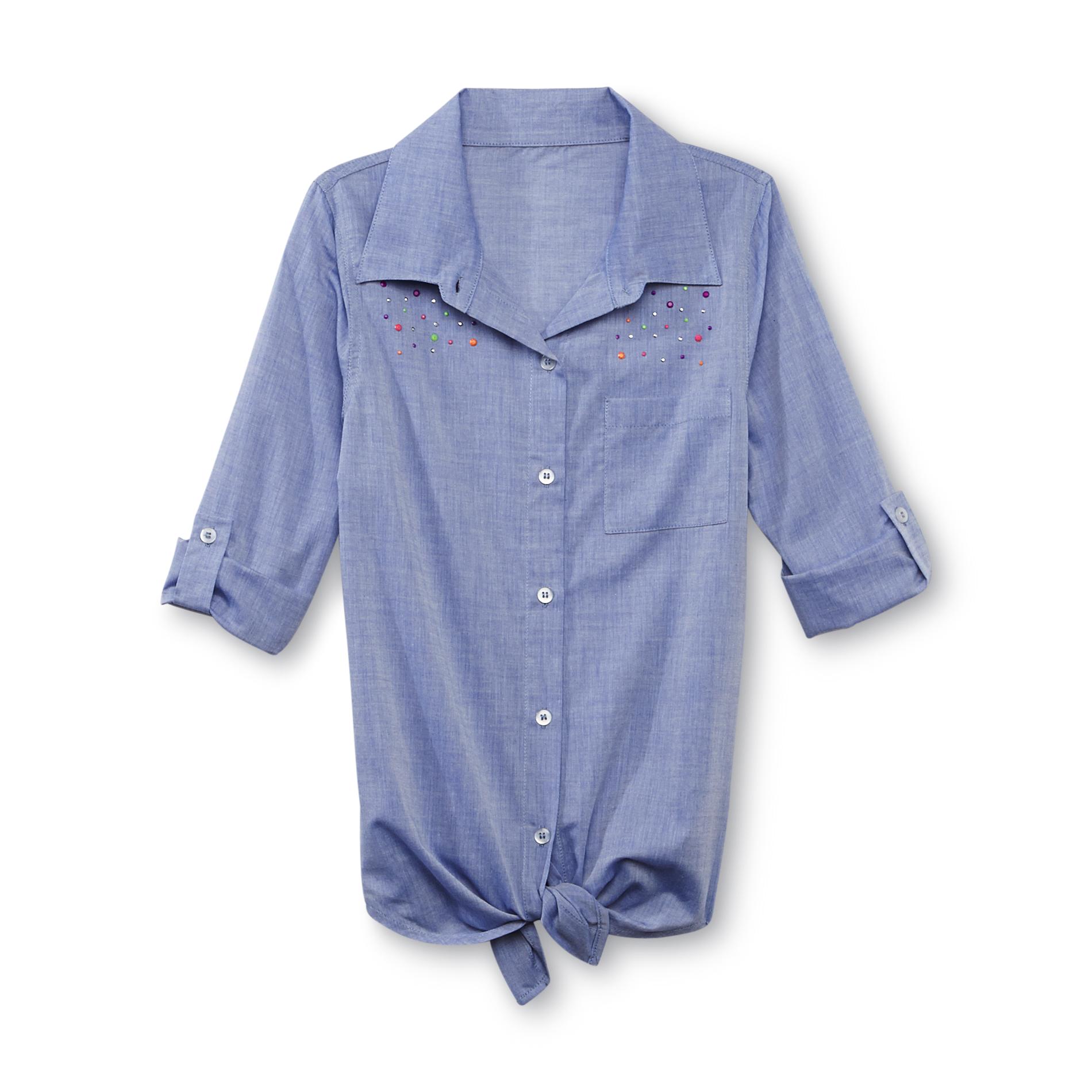 Route 66 Girl's Tie-Front Chambray Shirt
