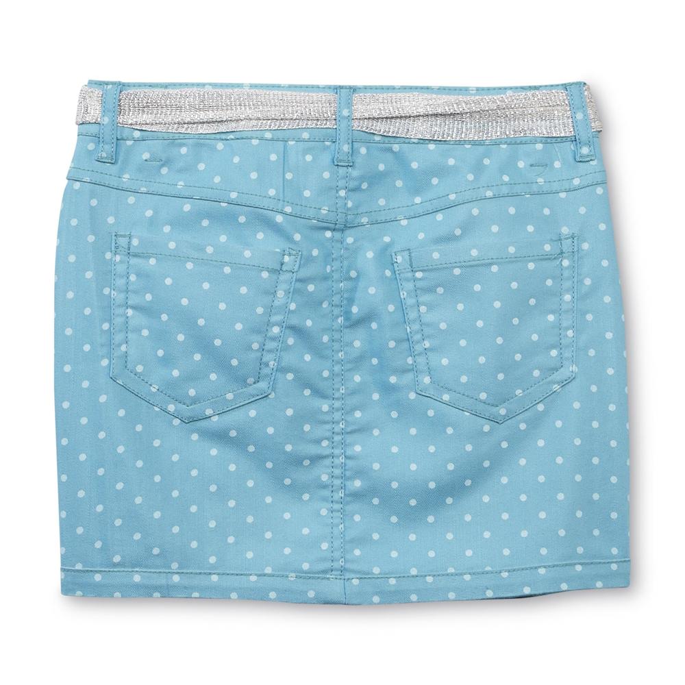Route 66 Girl's Reversible Denim Skirt & Belt - Polka Dots