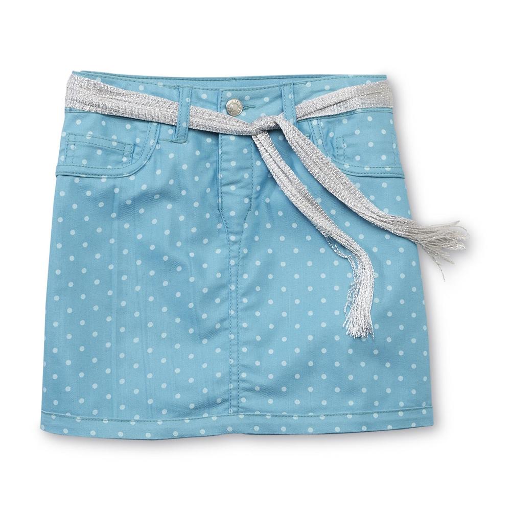 Route 66 Girl's Reversible Denim Skirt & Belt - Polka Dots