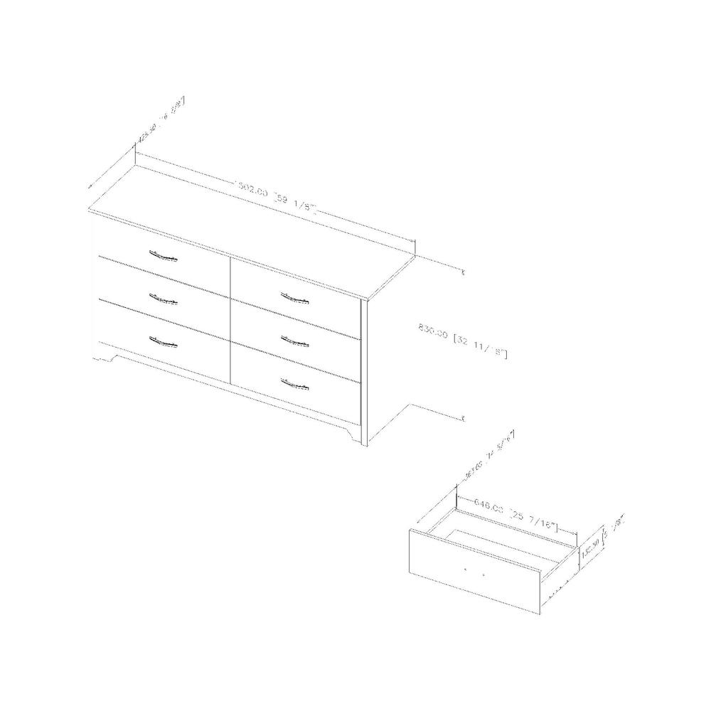 South Shore White Fusion Transitional 6 Drawers  Dresser