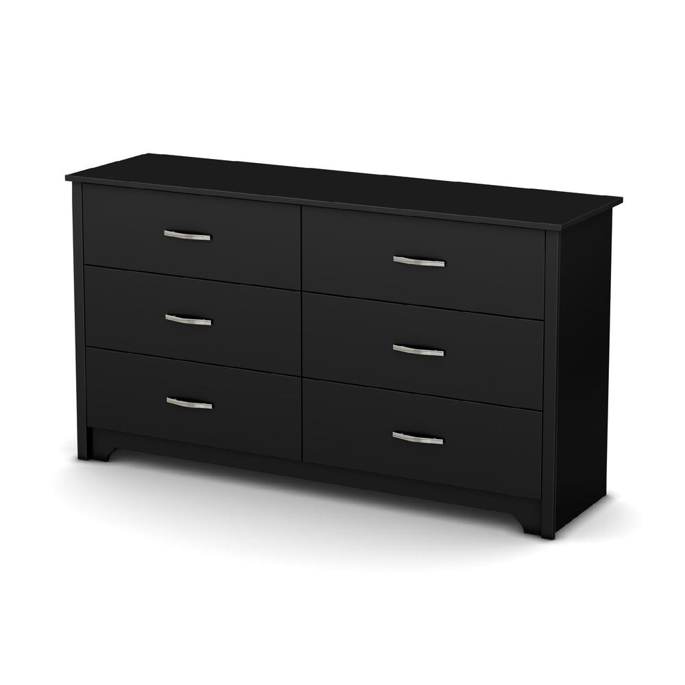 South Shore Black Fusion Transitional 6 Drawers  Dresser