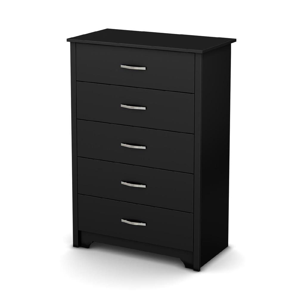 South Shore Black Fusion Transitional 5 Drawers Chest