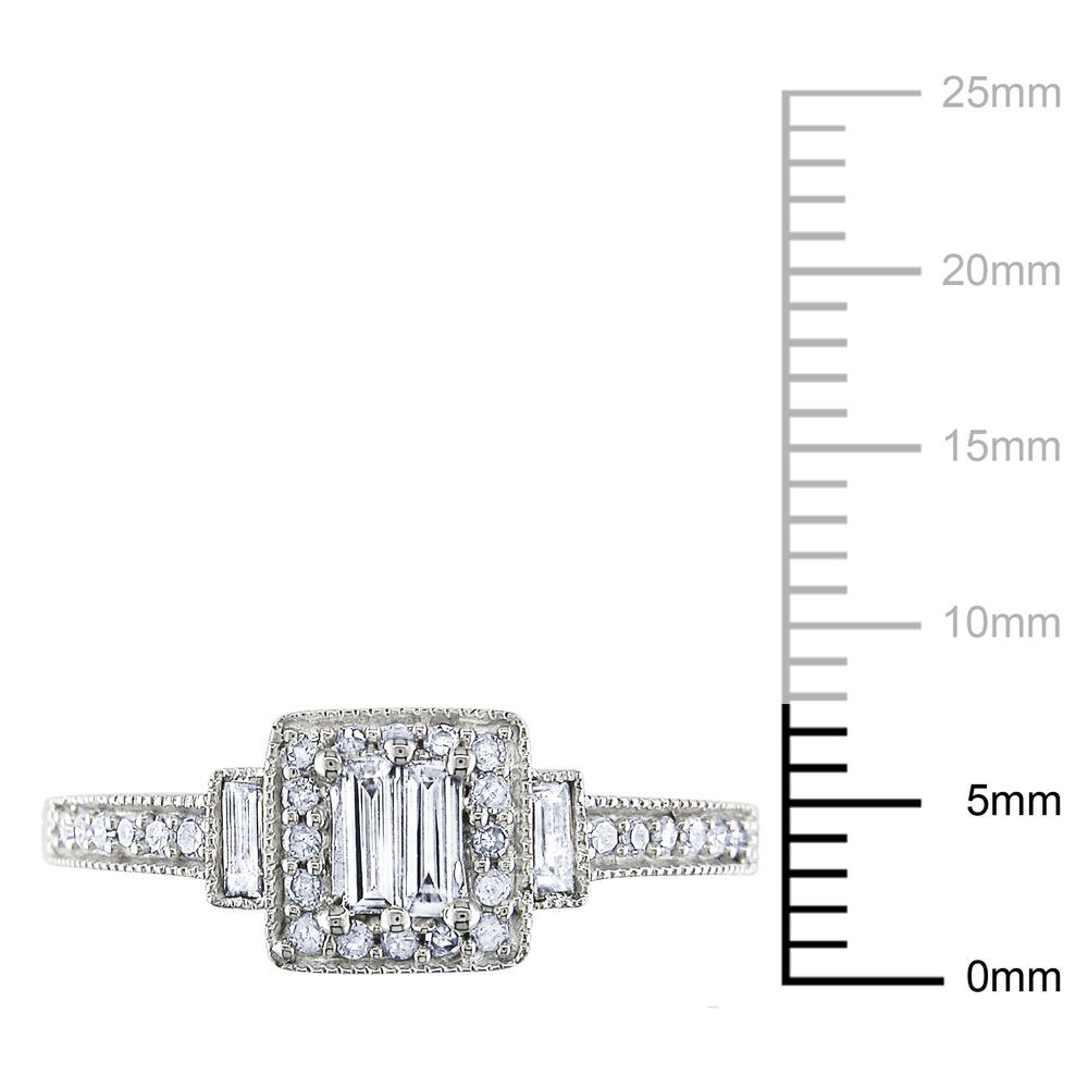 0.33 CTTW Baguette and Round-Cut 10k White Gold Diamond Engagement Ring (G-H  I1-I2)