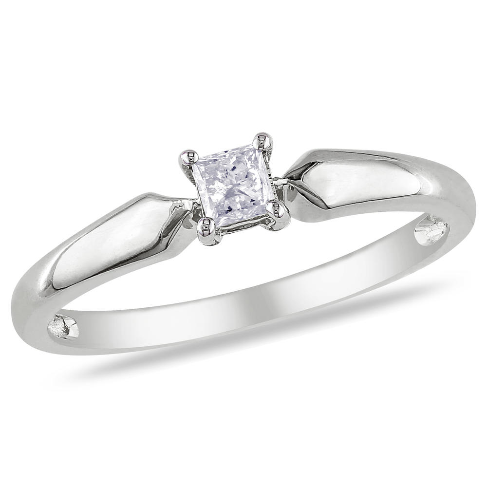 0.20 CTTW Princess-Cut 10k White Gold Diamond Solitaire Engagement Ring (J-K  I3)