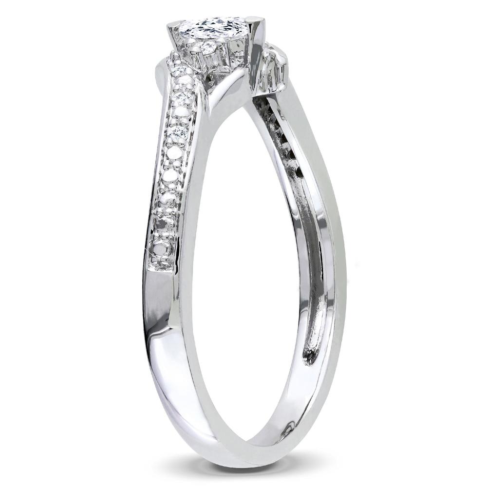 0.17 CTTW Marquise and Round-Cut 10k White Gold Diamond Bypass Engagement Ring (G-H  I2-I3)
