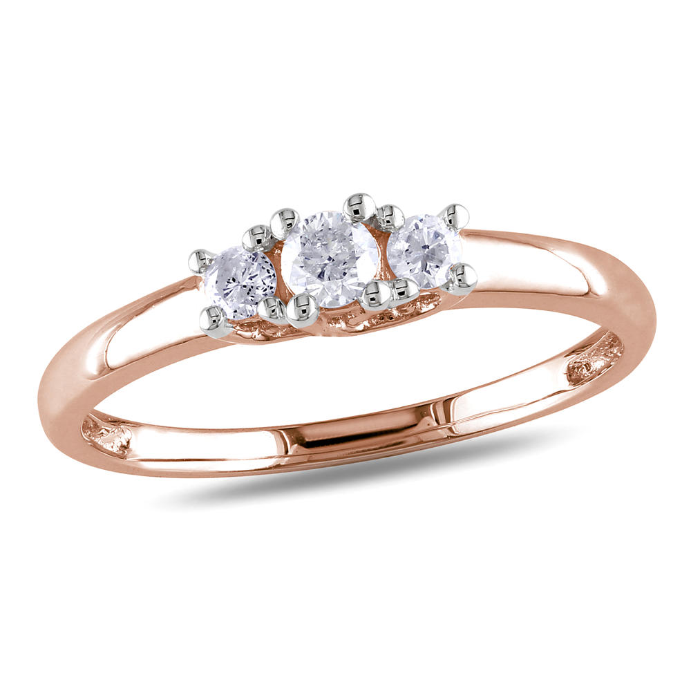 0.25 CTTW 10k Rose Gold Diamond Three-Stone Engagement Ring (G-H  I1-I2)