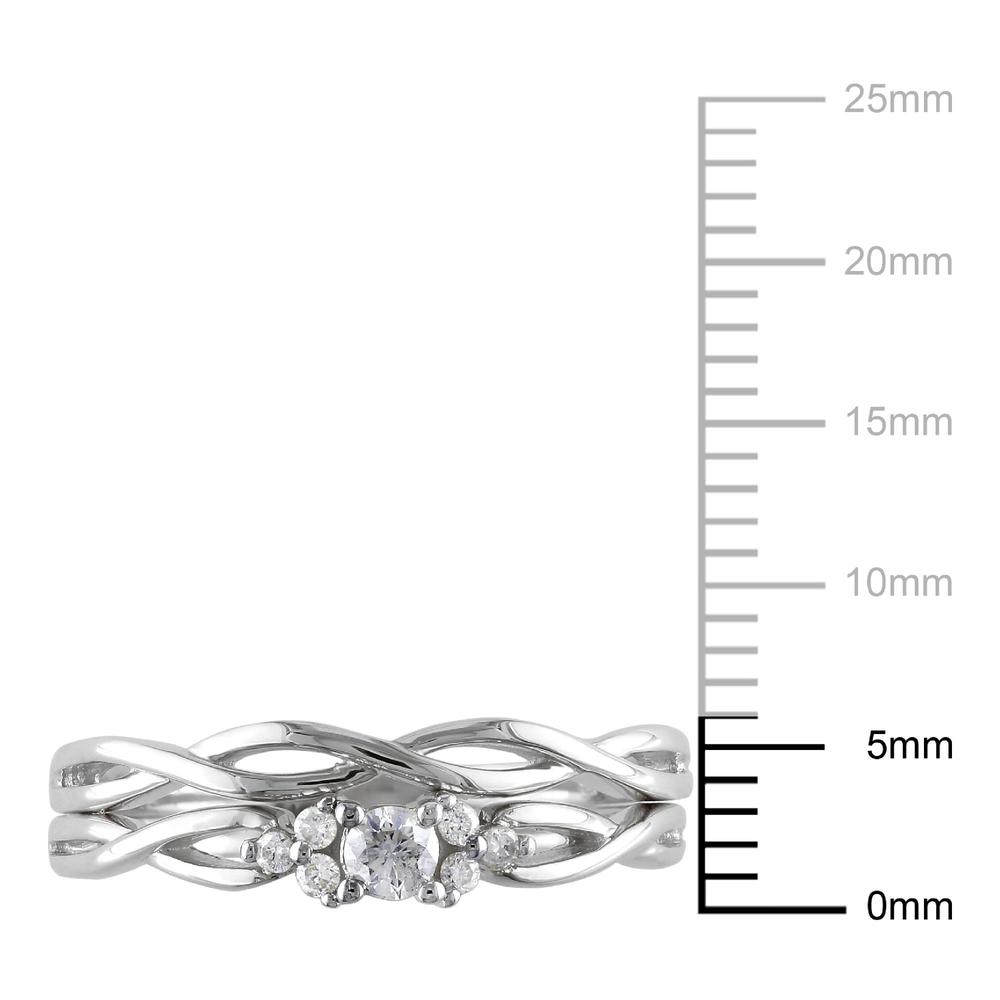 0.17 CTTW 10k White Gold Diamond Cross-Over Bridal Set (G-H  I2-I3)