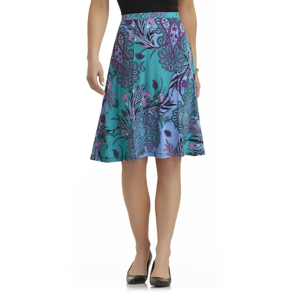 Jaclyn Smith Women's Jersey Knit Skirt - Floral Paisley Print