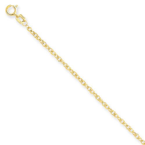 goldia 18 Inch 14K Yellow Gold 1.55mm Carded Pendant Rope Chain Necklace - Fine Jewelry Gift