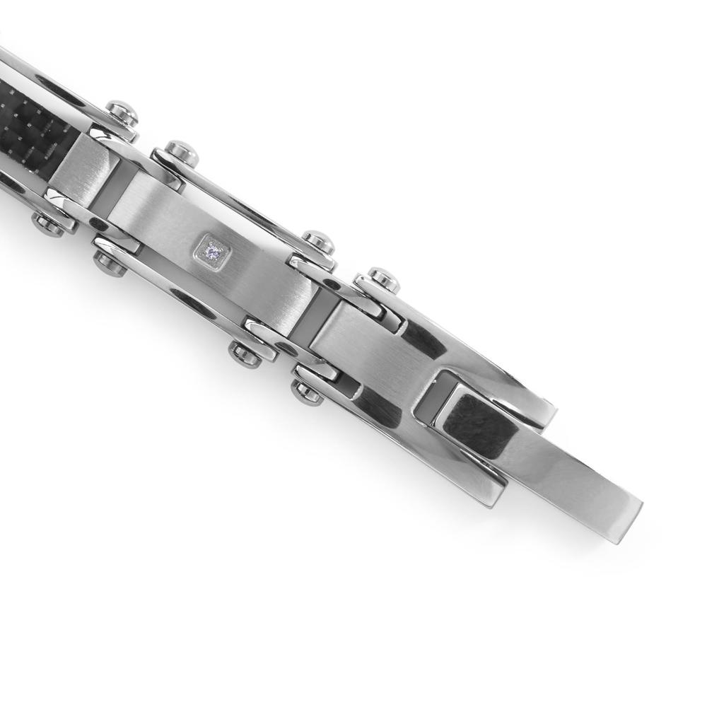 Men's .03 Cttw. Diamond Accent Stainless Steel Bracelet