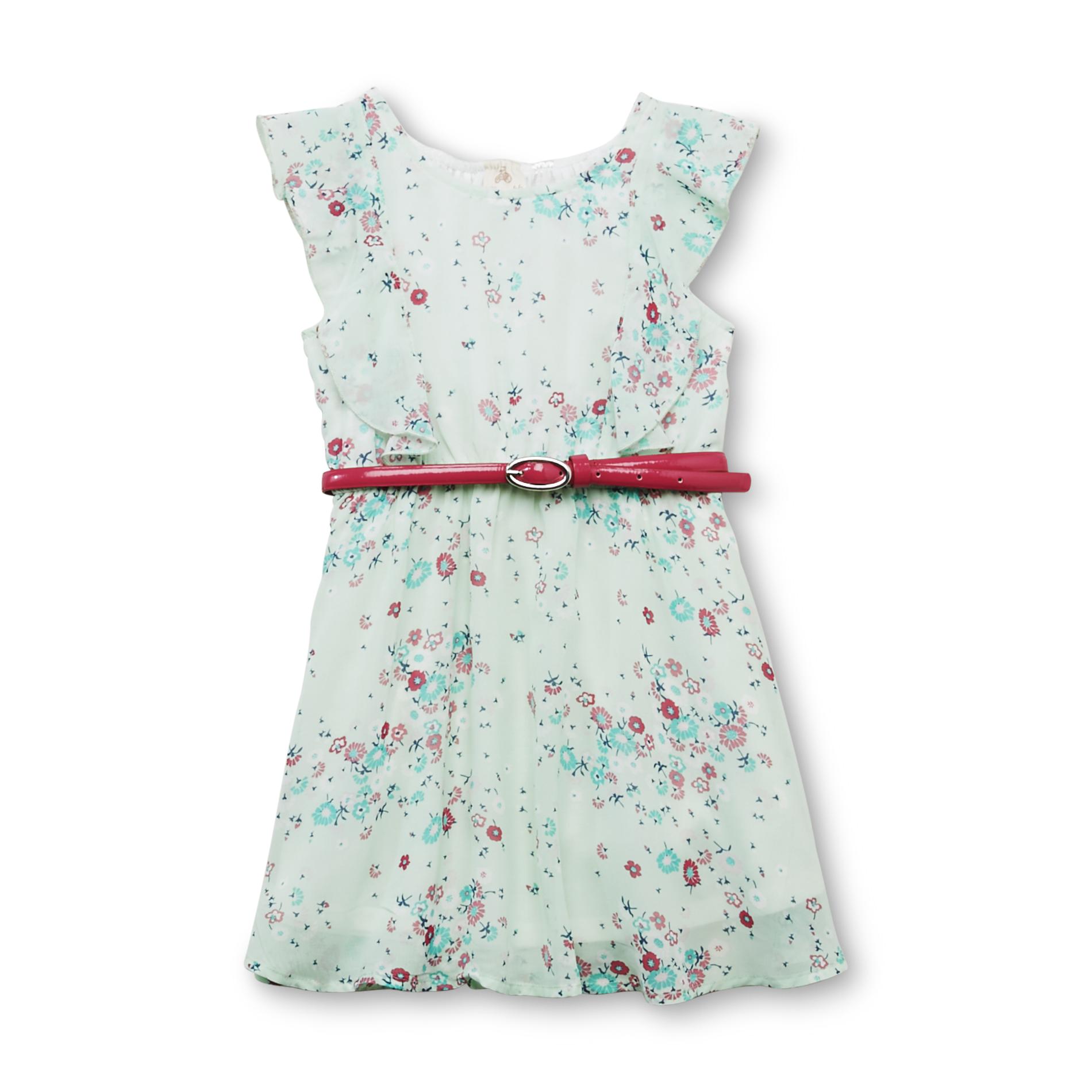 Route 66 Toddler Girl's Sleeveless Dress & Belt - Floral Print