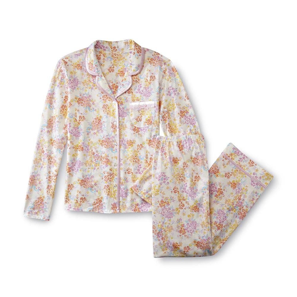 Laura Scott Women's Long-Sleeve Pajama Top & Pants - Floral