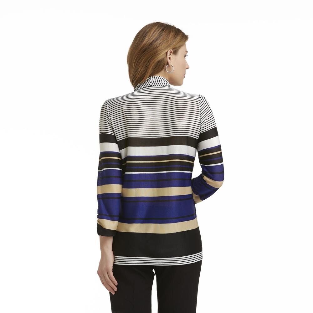 Notations Women's Open Front Cardigan - Striped