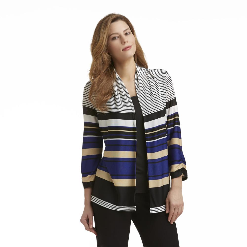 Notations Women's Open Front Cardigan - Striped
