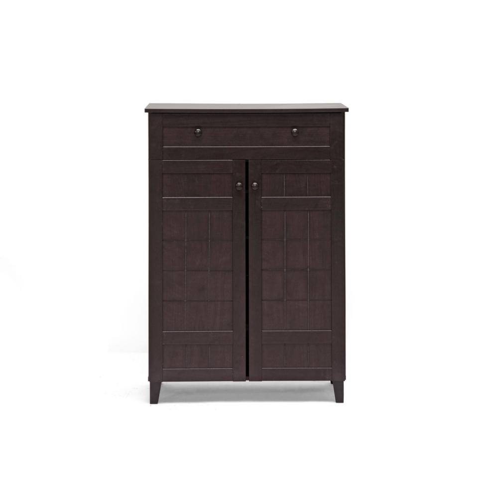 Baxton Studio Glidden Dark Brown Wood Modern Shoe Cabinet (Tall)