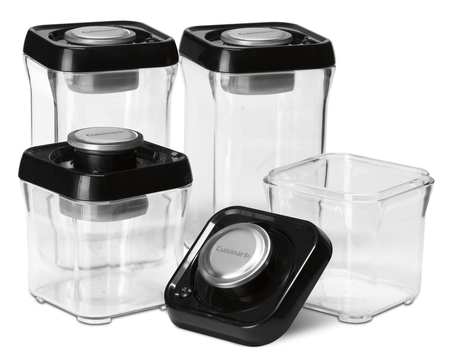 Cuisinart CFS-TC-S8BS FreshEdge Vacuum-Seal Food Storage System, 8 pc, Black & Stainless