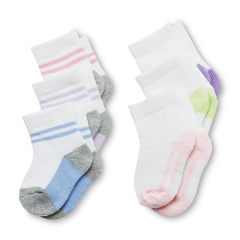 Athletech Infant & Toddler Girl's 6-Pairs Quarter Socks