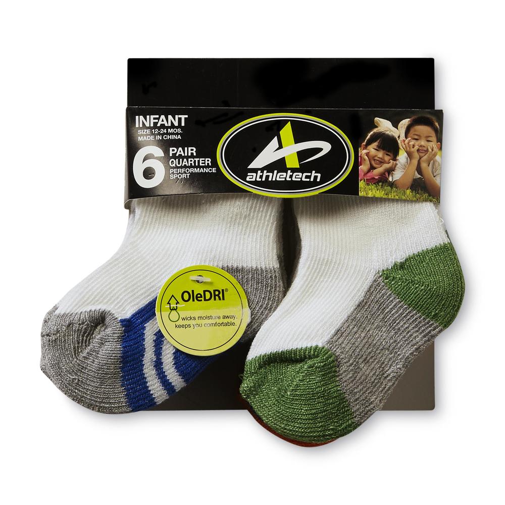 Athletech Infant & Toddler 6-Pack Quarter Cut Sports Socks
