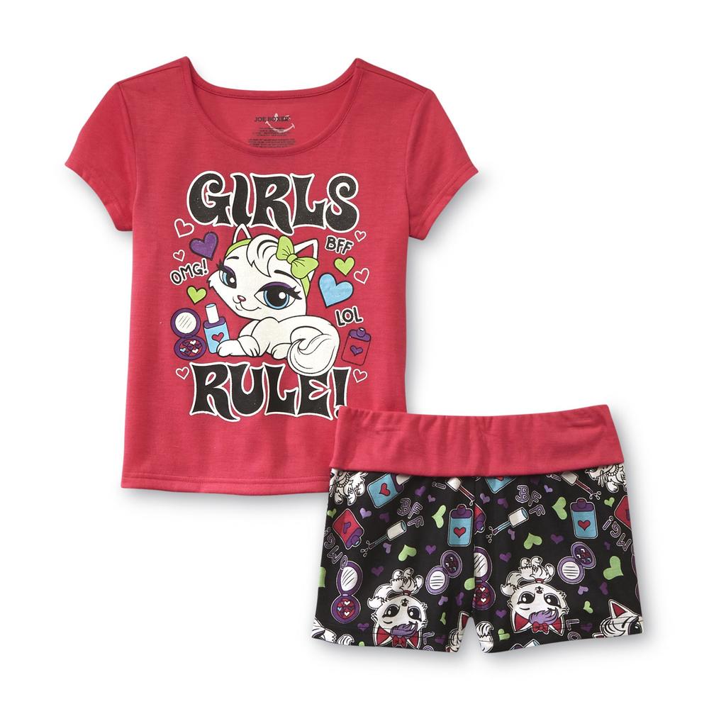 Joe Boxer Girl's Pajama Top & Shorts - Monkey Print