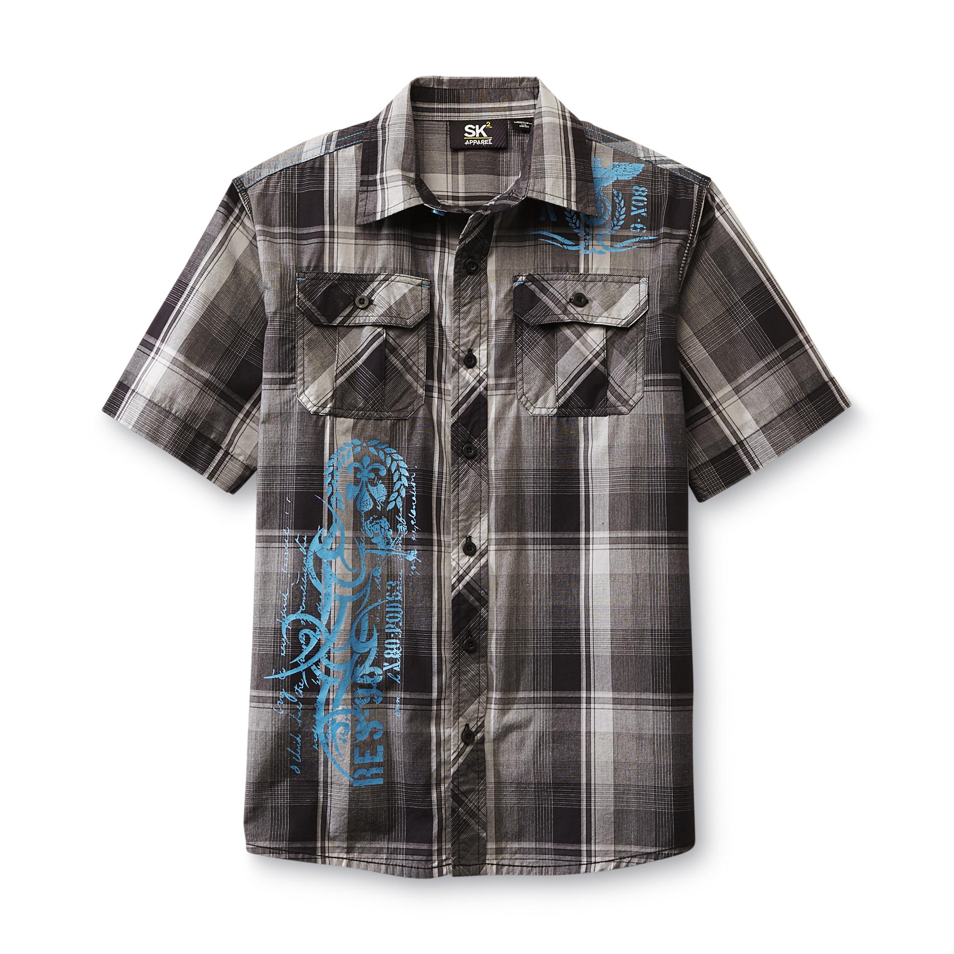 SK2 Boy's Graphic Button-Front Shirt - Plaid