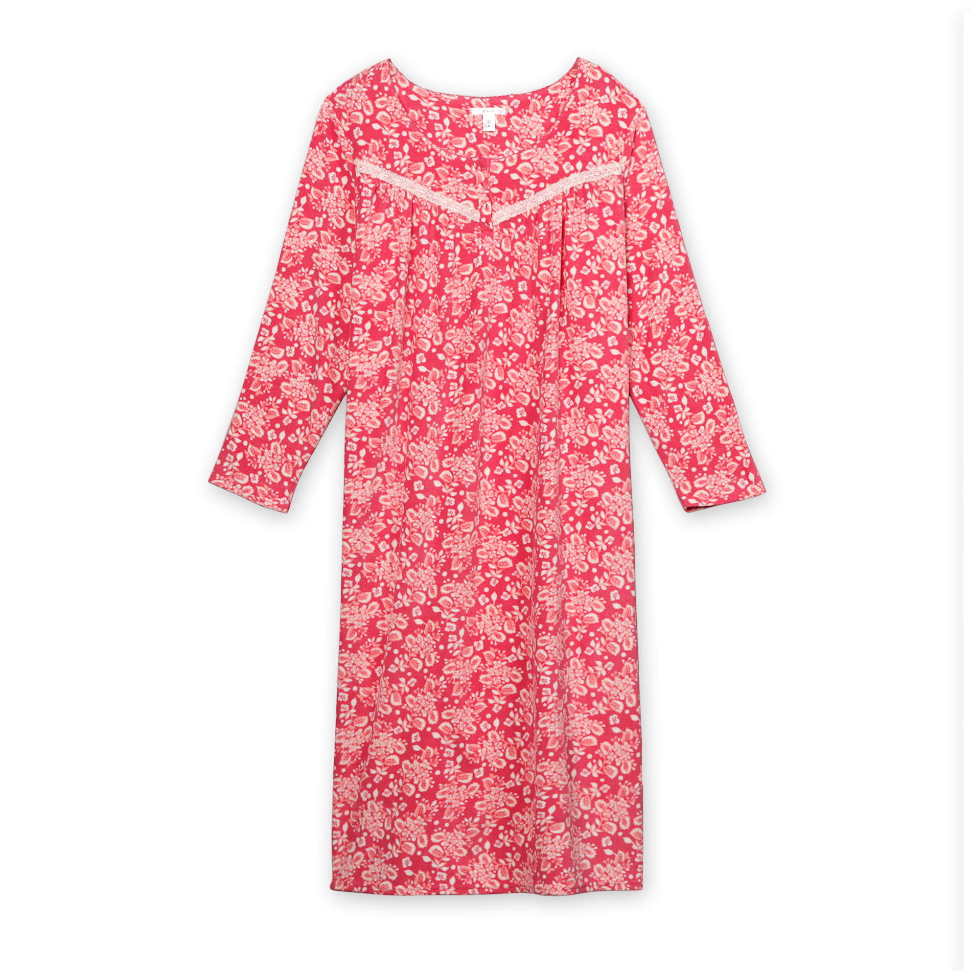 Pink K Women's Fleece Nightgown Floral