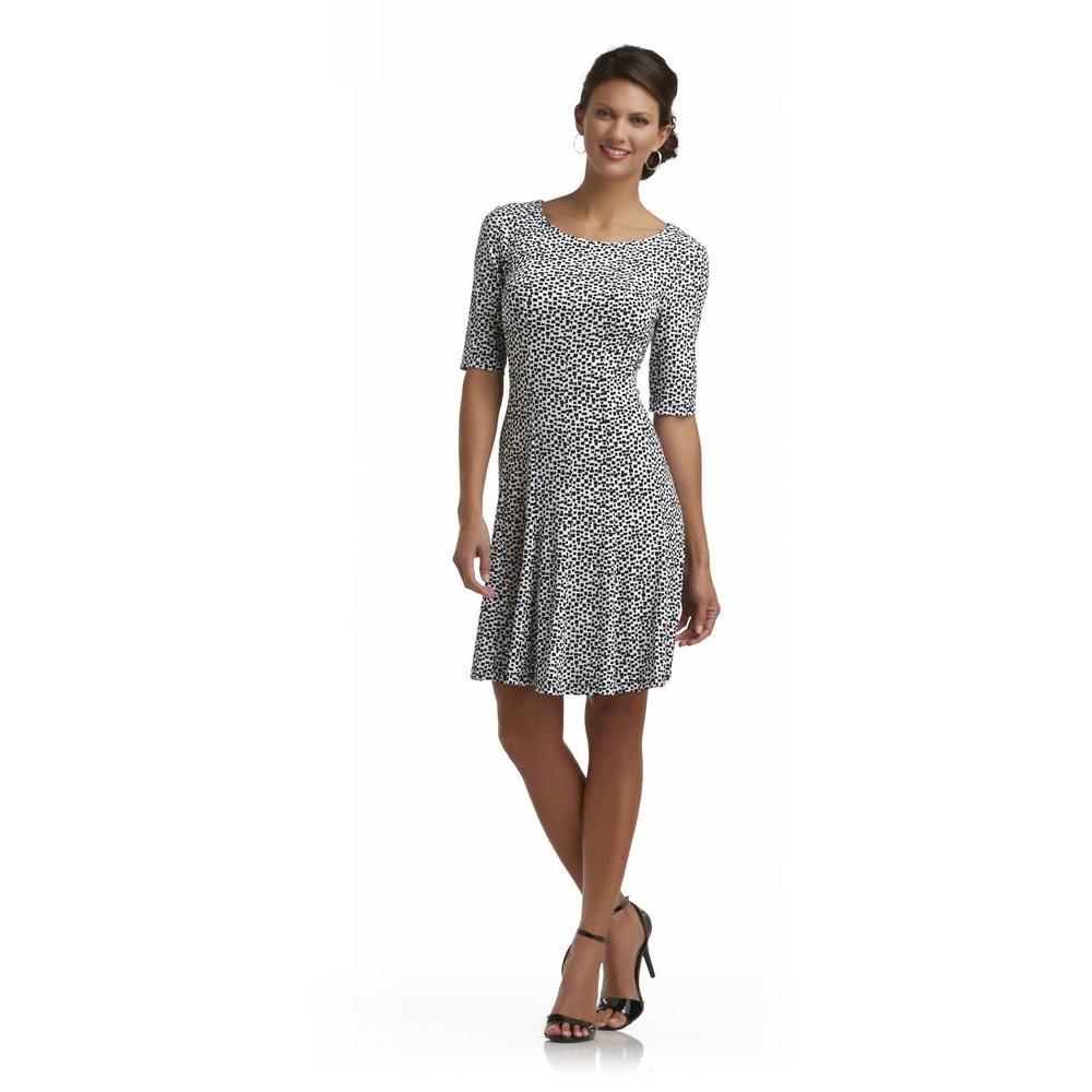 Connected Apparel Women's Fit & Flare Dress - Square Dot