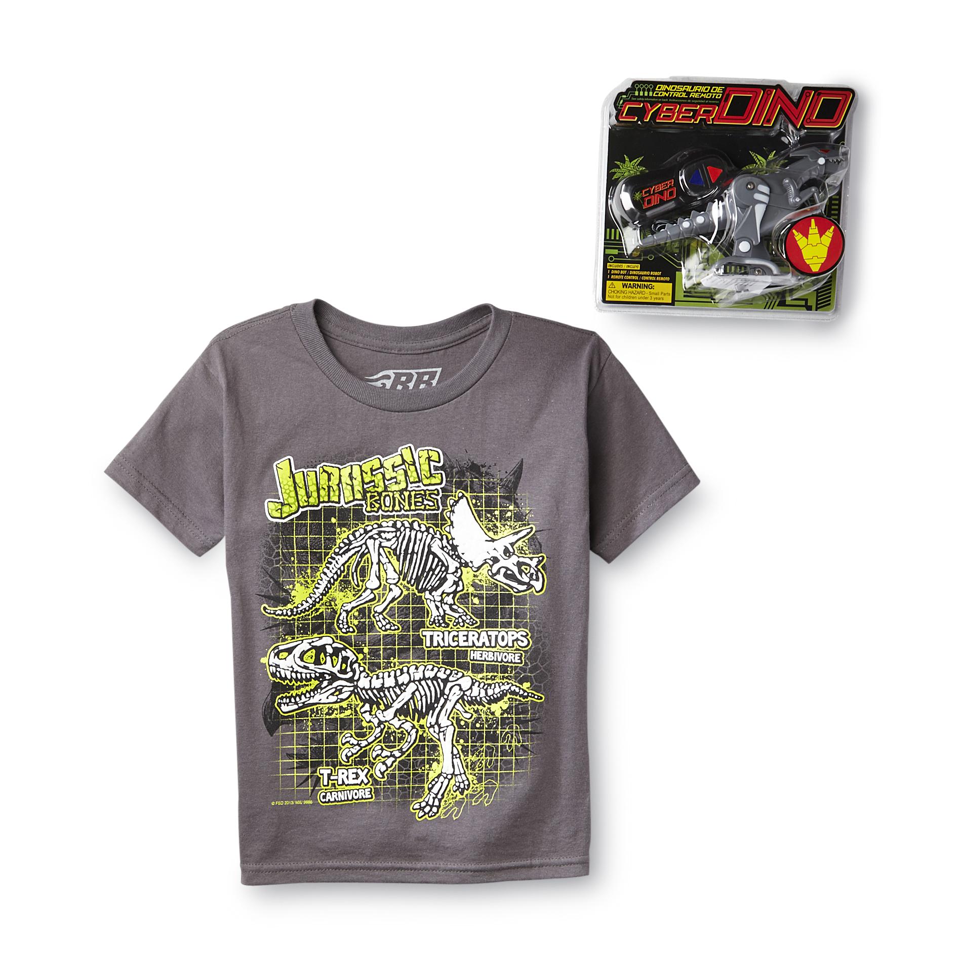 Rudeboyz Boy's Graphic T-Shirt & Remote Control Dinosaur Toy