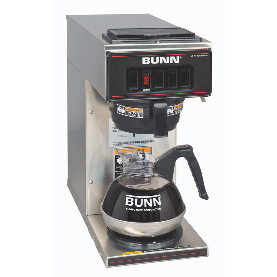Bunn 13300.0001 VP17-1 Low Profile Commercial Pourover Coffee Brewer with 1 Warmer, Stainless Steel