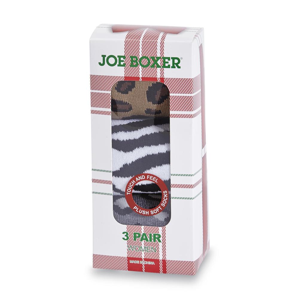 Joe Boxer Women's 3-Pairs Crew Socks - Animal Print