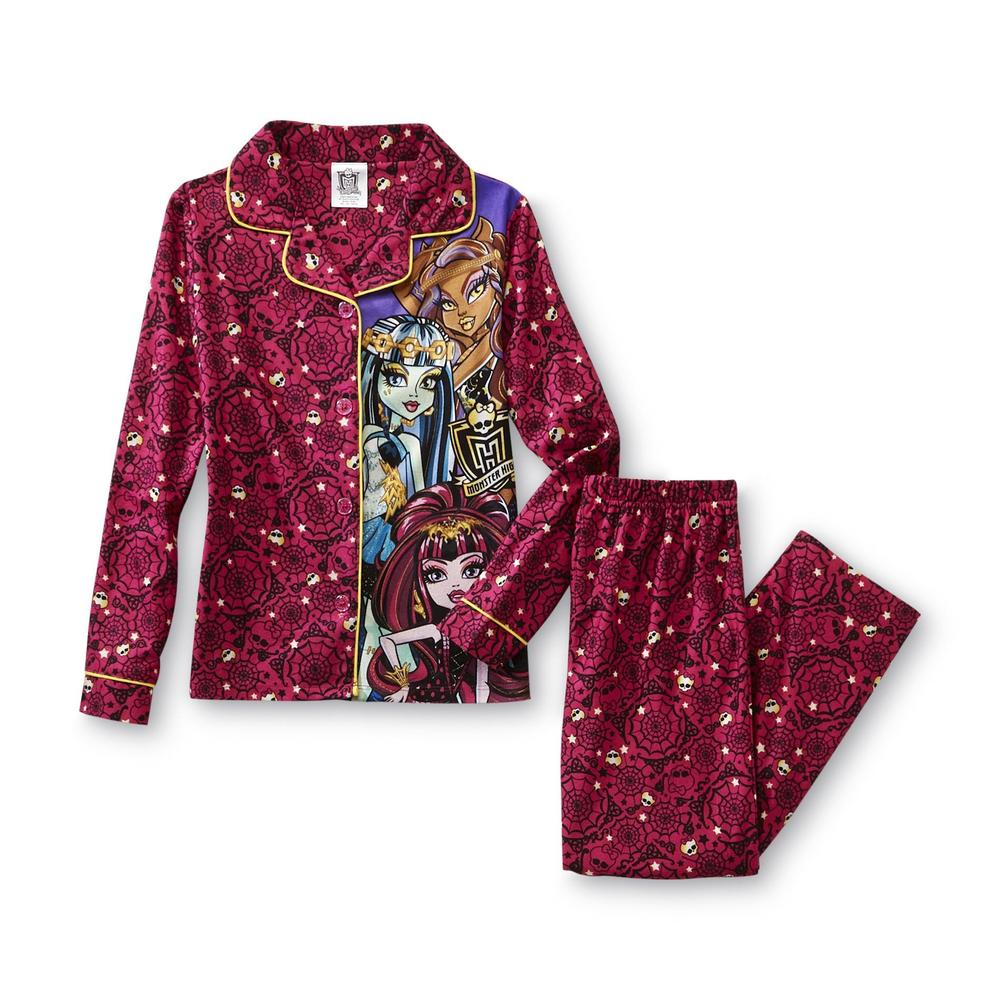 Monster High Girl's Button-Front Pajama Top & Pants