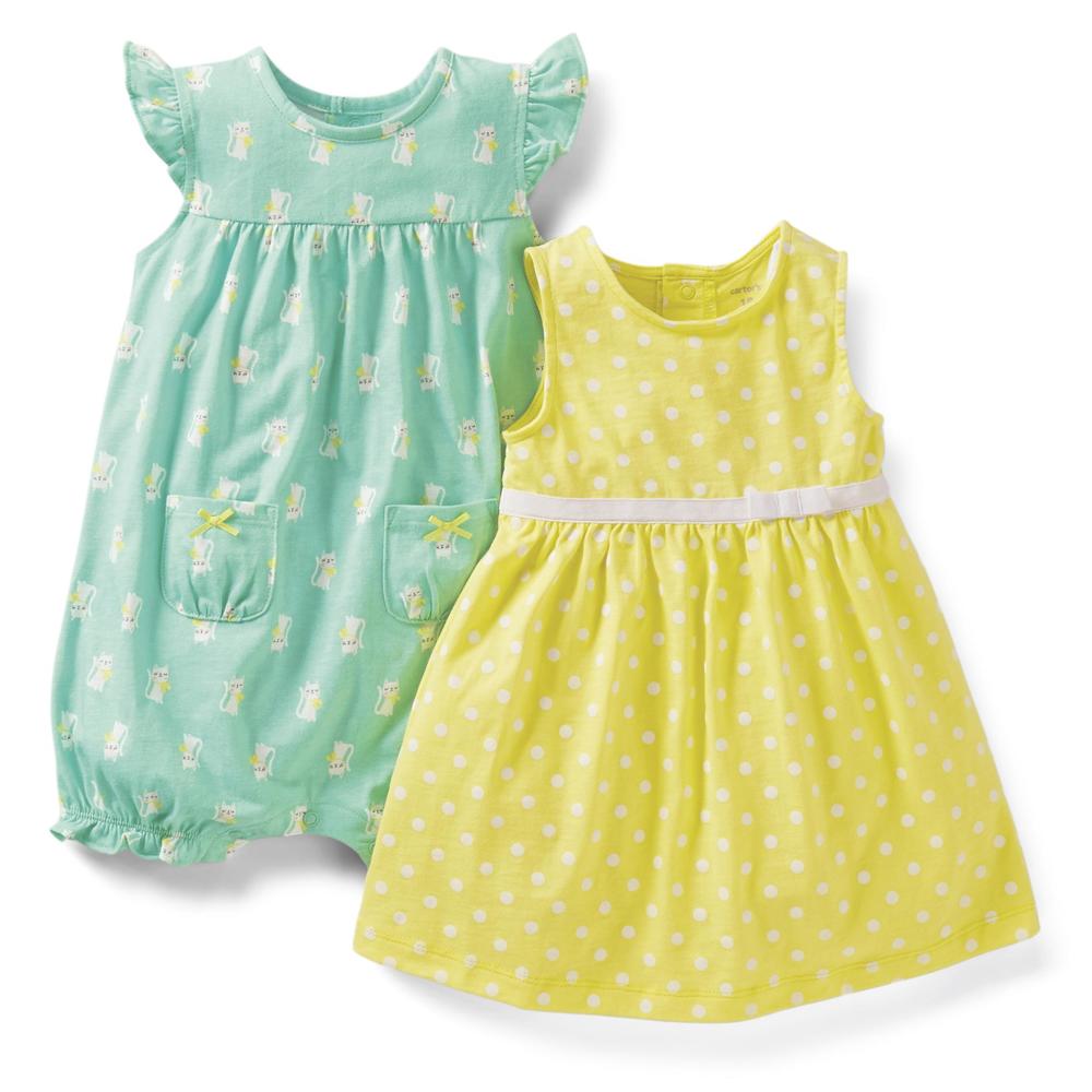 Carter's Newborn & Infant Girl's Dress & Romper - Cats & Polka Dots