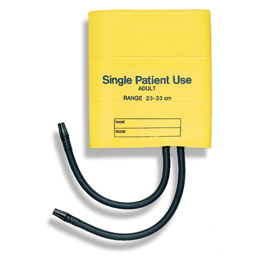 Mabis  Single-Patient Use Blood Pressure Cuffs, Two-Tube, Adult, Yellow
