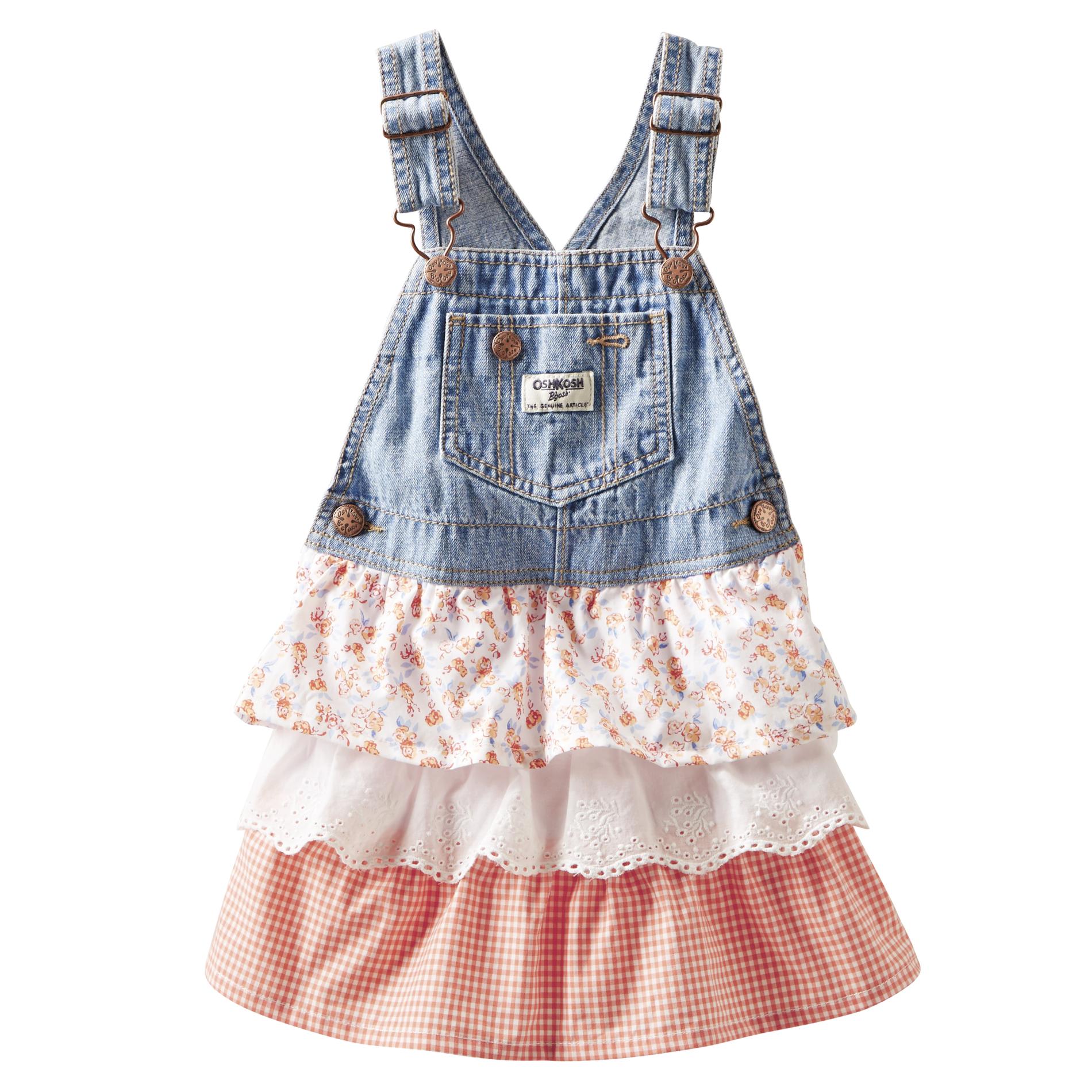 OshKosh Newborn & Infant Girl's Denim Skirt Overalls - Floral & Lace