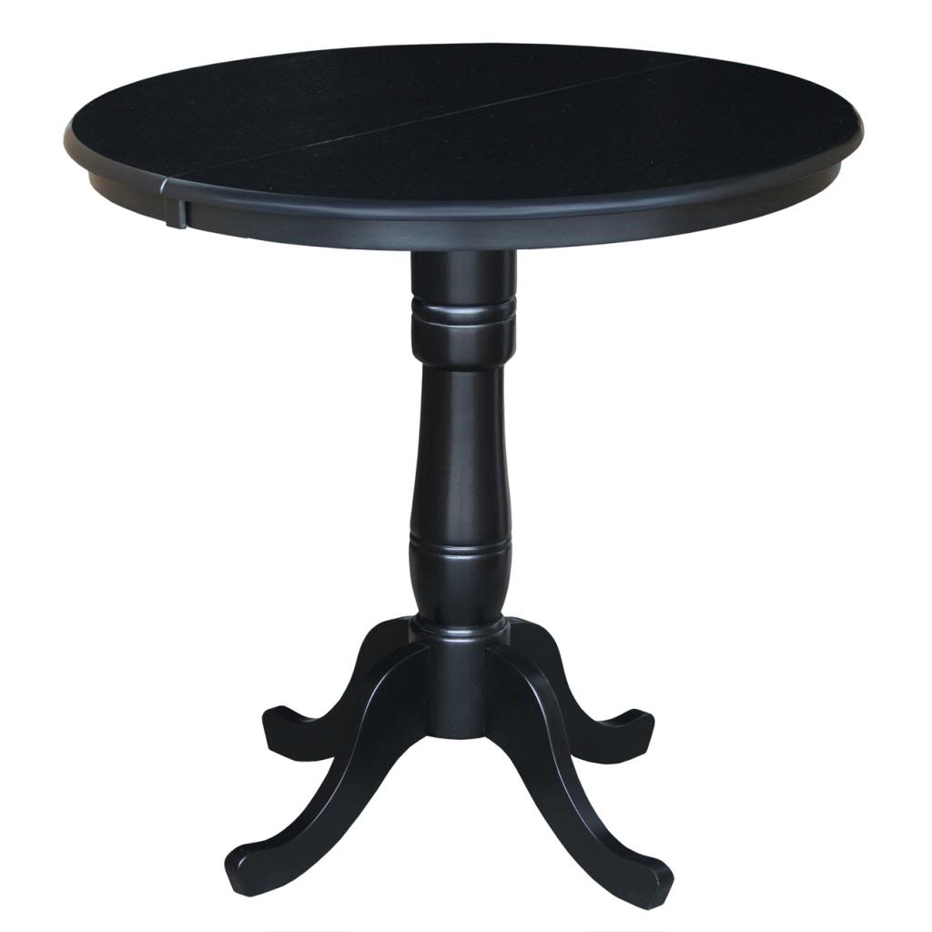 International Concepts 36" Round Top Pedestal Table with 12" Leaf - 36" Counter Height
