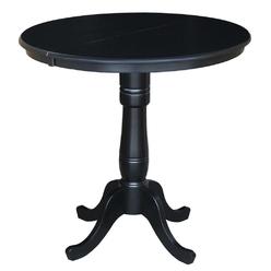 International Concepts K46-36RXT-6B 36&'&' round top ped table with 12&'&' leaf - 36&'&'h Black