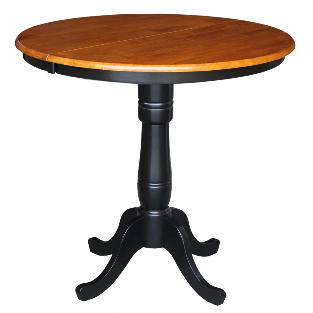 International Concepts 36" Round Top Pedestal Table with 12" Leaf - 36" Counter Height