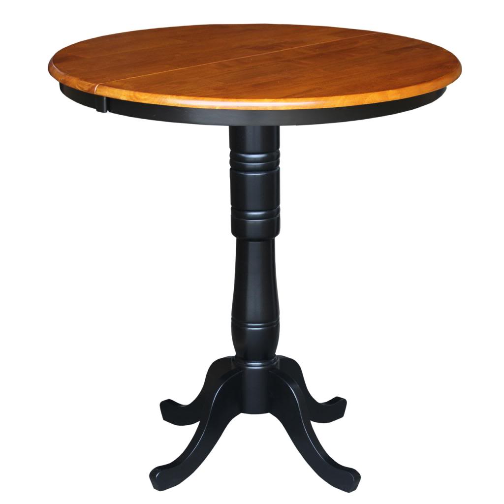 International Concepts 36" Round Top Pedestal Table with 12" Leaf - 42" Bar Height