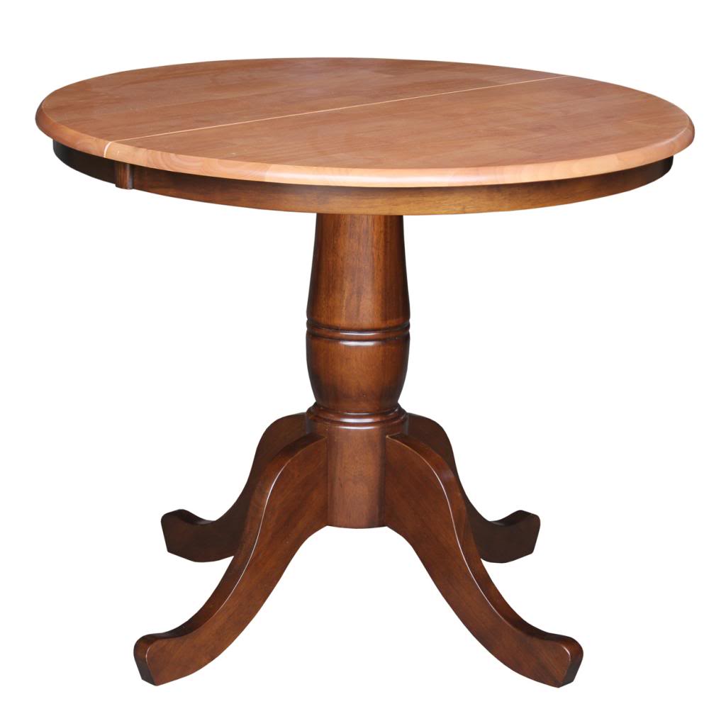 International Concepts 36" Round Top Pedestal Table with 12" Leaf - 30" Standard Table Height