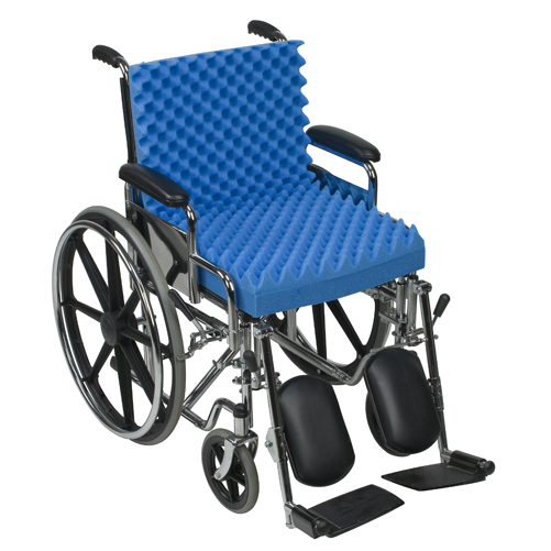 DMI&#174; Convoluted Foam Chair Pad with Back, Blue, 18" x 32" x 3"