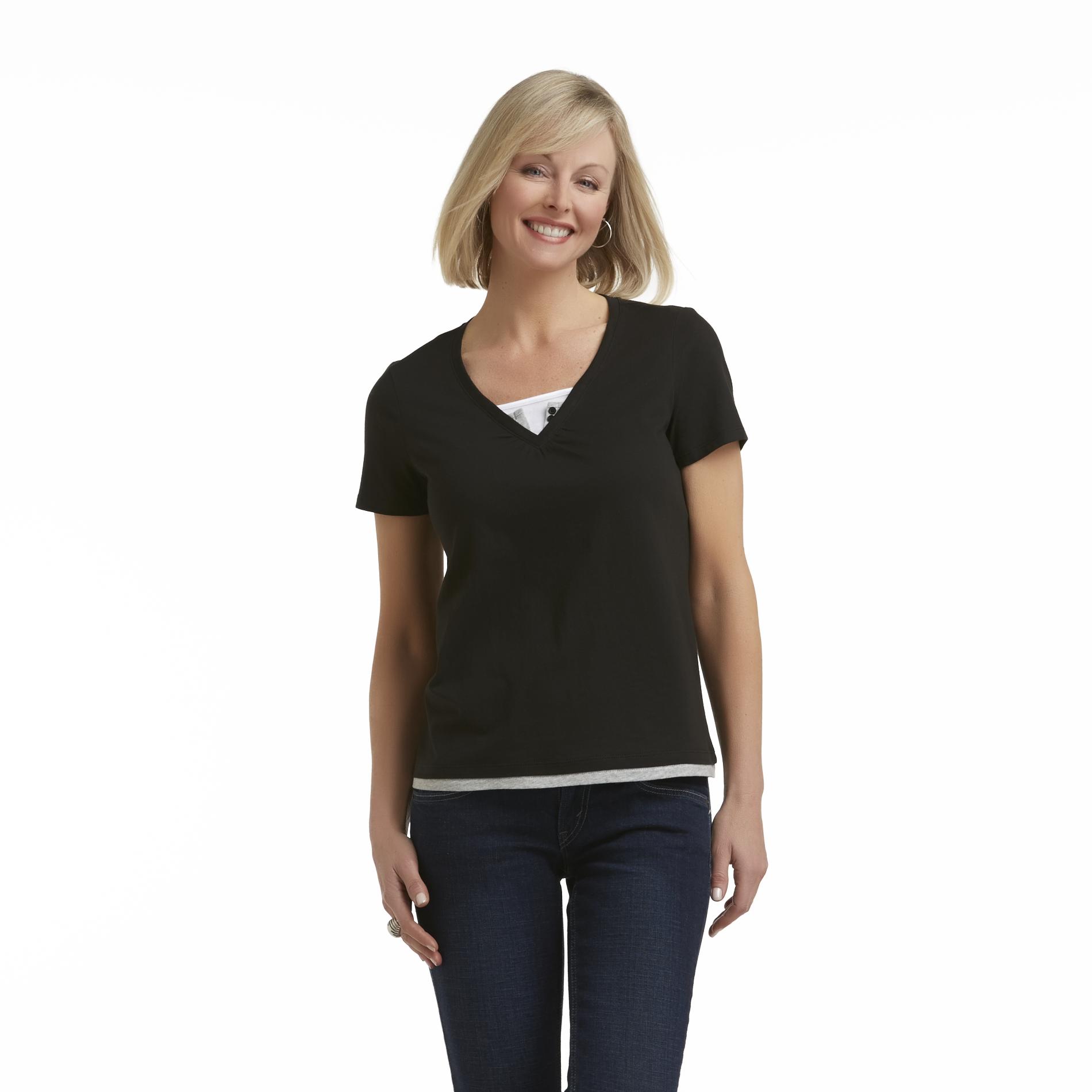 Basic Editions Women's Layered-Look T-Shirt