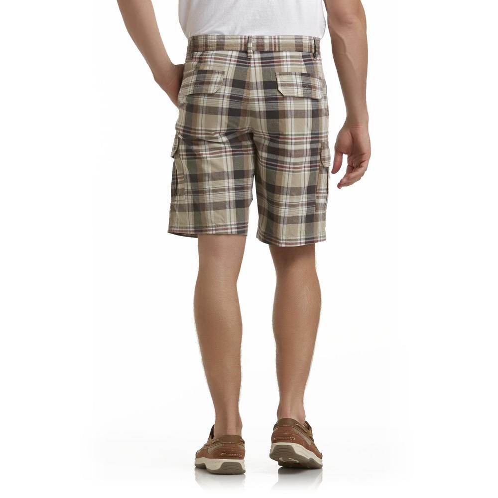 Basic Editions Men's Flat-Front Cargo Shorts - Plaid