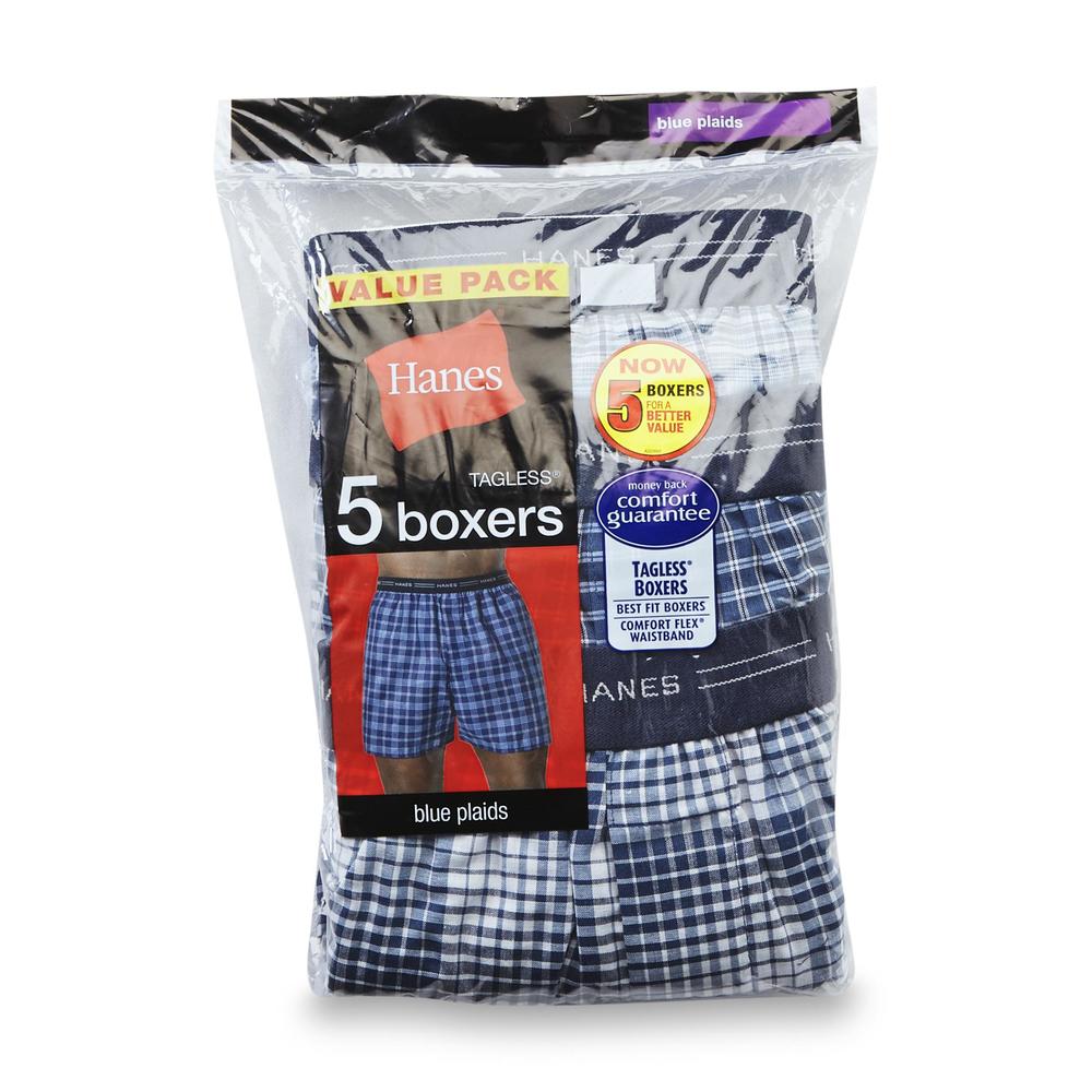 Hanes Men's 5-Pack Boxer Shorts - Plaid - Assorted Colors