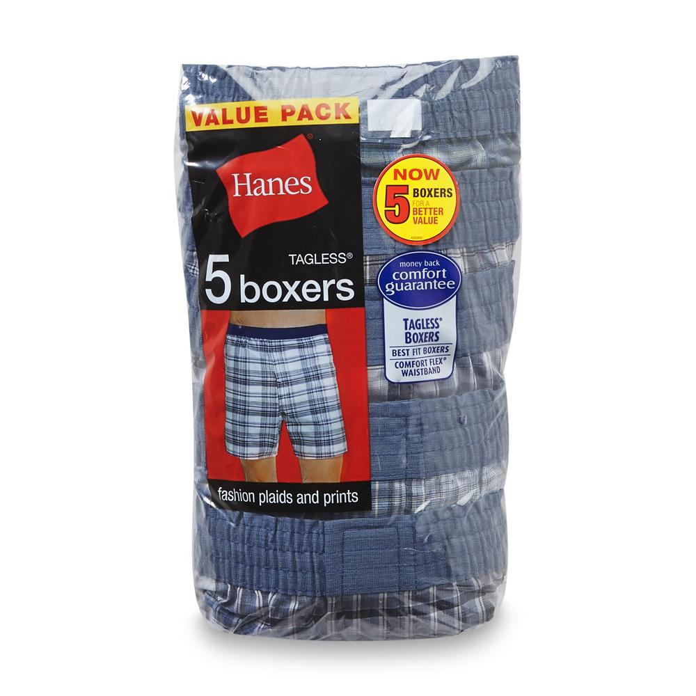 Hanes Men's 5-Pack Boxer Shorts - Plaid