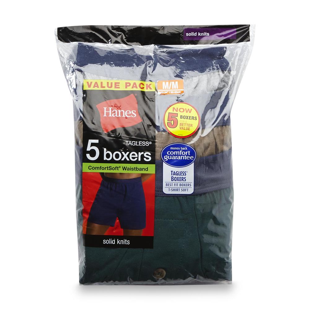 Hanes Men's 5-Pack Knit Boxer Shorts - Assorted Colors