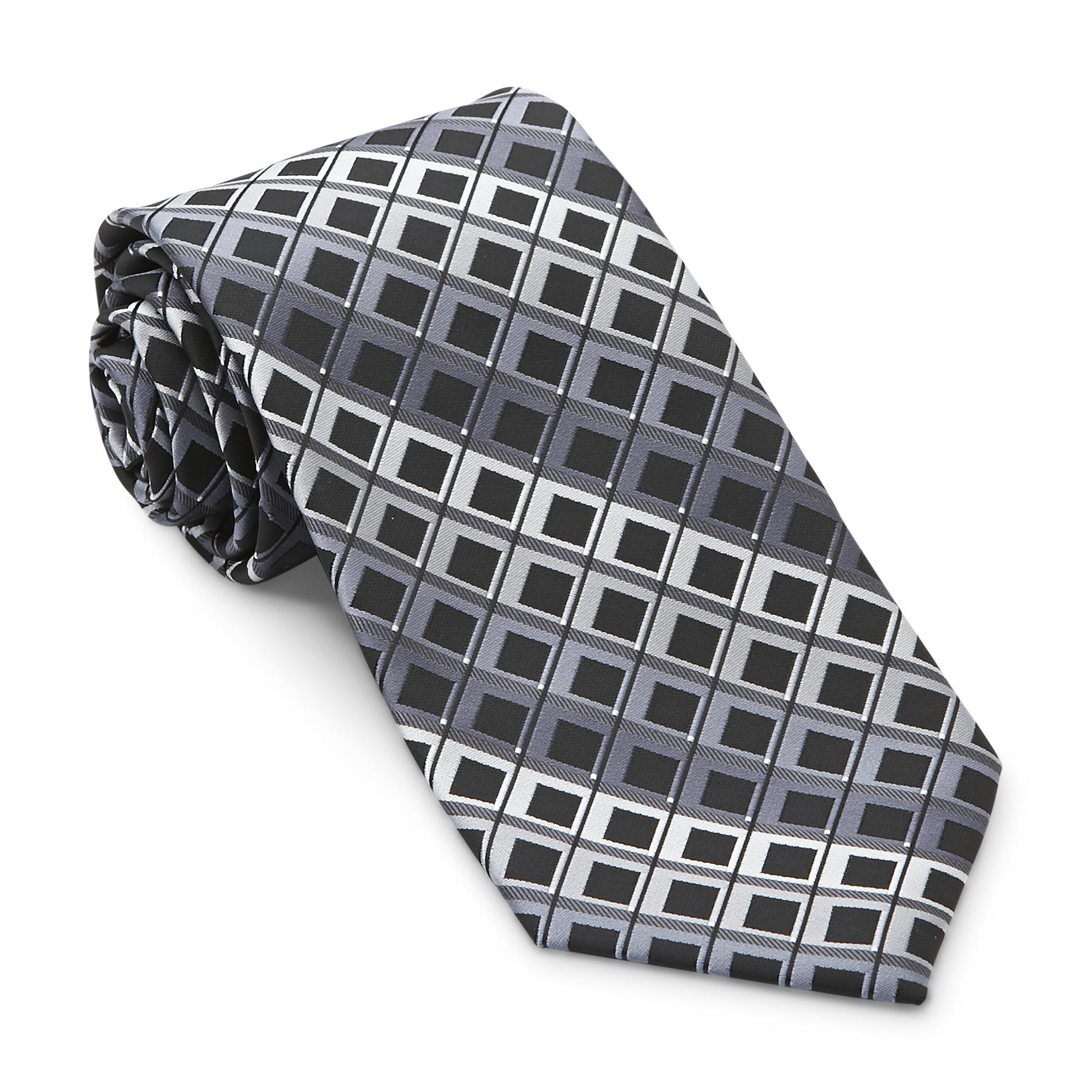 David Taylor Collection Men's Satin Necktie - Geometric Squares