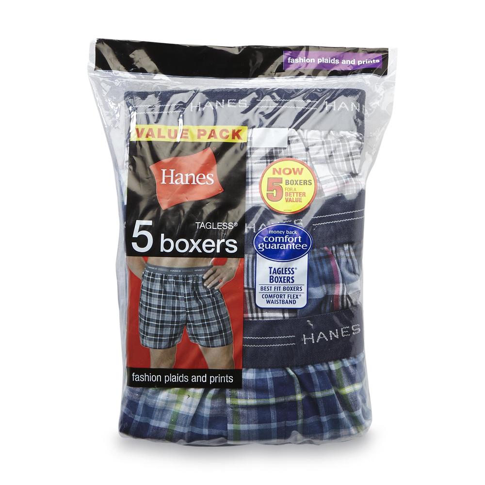 Hanes Men's 5-Pack Boxer Shorts - Plaid