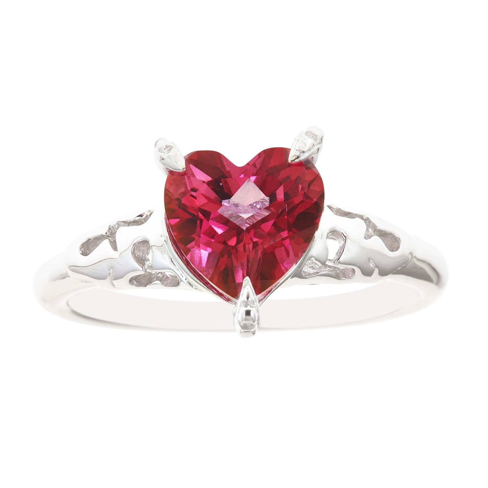 Ladies Sterling Silver Heart Shape Pink Topaz Ring