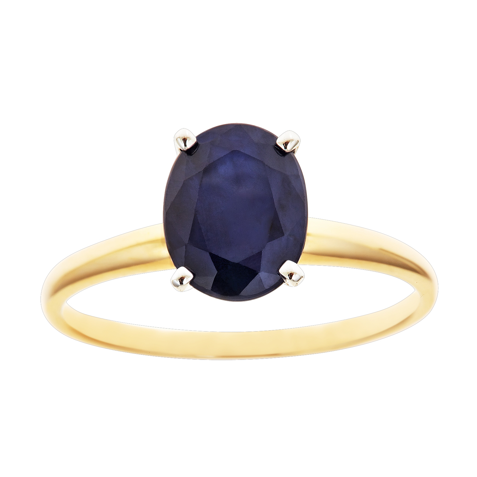 Ladies 14K Two Tone Oval Genuine Sapphire Ring