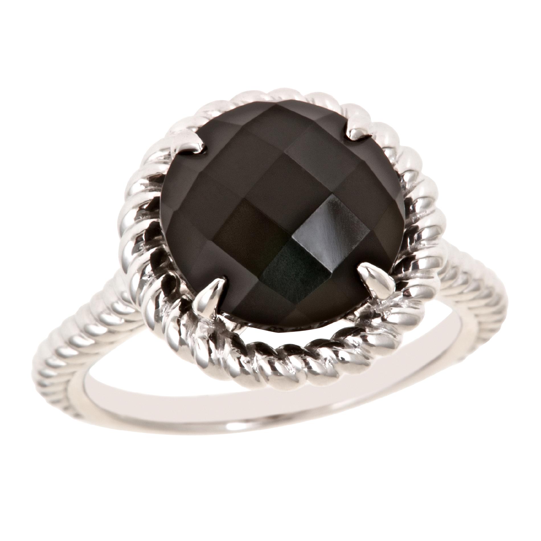 Ladies Sterling Silver Black Agate Ring